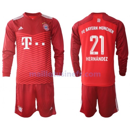 Maillot de Foot FC Bayern Munich Lucas Hernandez 21 Domicile 2021-22 Manches Longues - Enfant